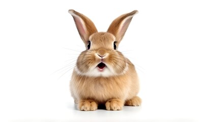 Cute little bunny on a white background. Generative AI.