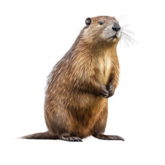Eurasian beaver isolated on white created with Generative AI - obrazy, fototapety, plakaty