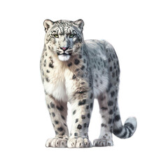 Snow leopard isolated on white created with Generative AI