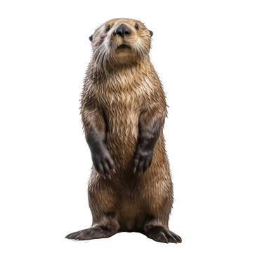 Sea otter isolated on white created with Generative AI