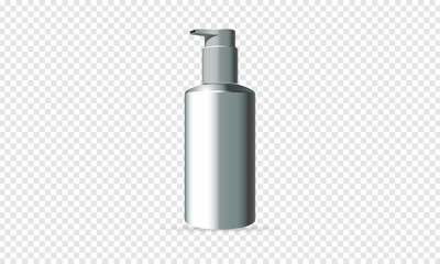 Ads template mockup two realistic plastic bottles with dispenser airless pump transparent and white for liquid gel, soap, lotion, cream, shampoo, bath foam and other cosmetics