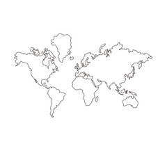 Simple Line Art World Map Illustration