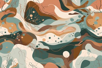 Fototapeta na wymiar Nature Inspired Abstract Artwork with Organic Shapes and Soothing Colors Created with Generative AI