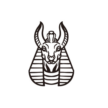 recommend clip art: Vintage hand drawn Ancient Egyptian god Anubis Logo Design Vector