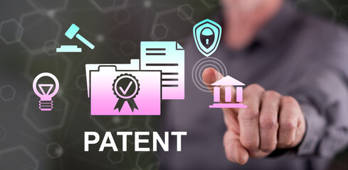 Man touching a patent concept