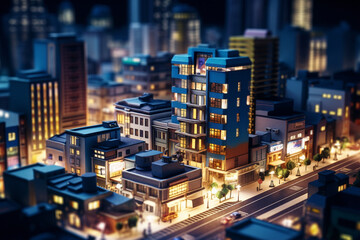 Fototapeta na wymiar miniature city at night