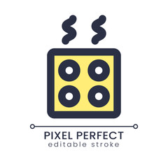 Kitchen stove pixel perfect RGB color ui icon. Home appliance. Preparing food. Simple filled line element. GUI, UX design for mobile app. Vector isolated pictogram. Editable stroke. Poppins font used