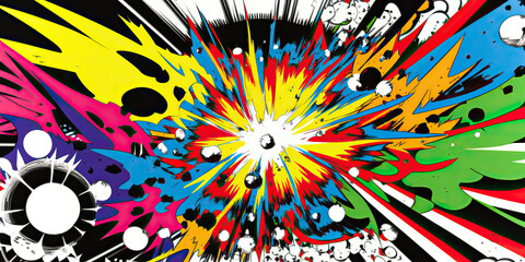 Fototapeta premium American style exploding comic illustrations,colorful background