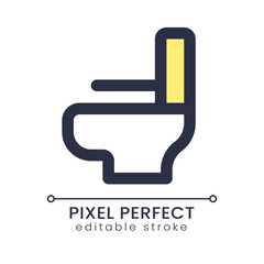 Toilet pot pixel perfect RGB color ui icon. Water closet. Washroom. Hotel. Simple filled line element. GUI, UX design for mobile app. Vector isolated pictogram. Editable stroke. Poppins font used
