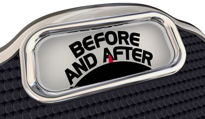 Obraz premium Before and After Scale Diet Weight Loss Plan Comparison 3d Illustration