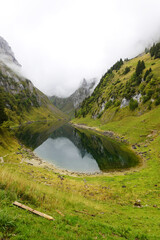 Fototapeta na wymiar Faelensee - Faelen lake, mountain lake in the Swiss Alps