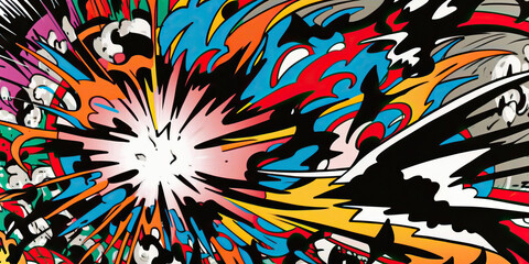 Fototapeta premium American style exploding comic illustrations,colorful background