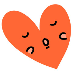 Cute heart-shaped hand drawn, vibrant heart, pastel-colored heart, heart melting like dripping water.