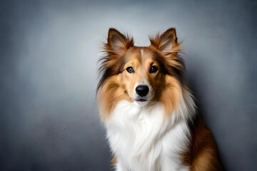 Shetland Sheepdog on gray background