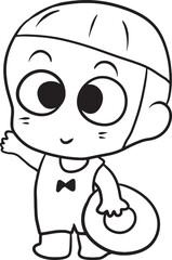 Naklejka premium cartoon doodle kawaii anime coloring page cute illustration drawing character chibi manga comic