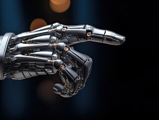 close up robot hand on black background. Futuristic technology. created with Generative AI