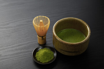 抹茶　木目背景イメージ