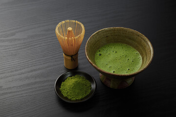 抹茶　木目背景イメージ