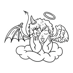 Cute cupid vector. Suitable for art tattoo.