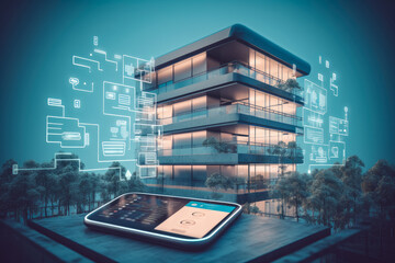 The smart home is isolated background , Modern smart home systems of smart building , Created with generative AI