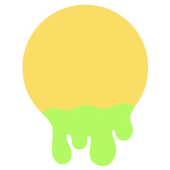 Elemental spherical fragments with melted water droplets, bright circular geometric fragments, melted chocolate.