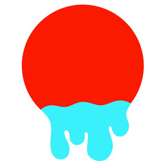 Elemental spherical fragments with melted water droplets, bright circular geometric fragments, melted chocolate.