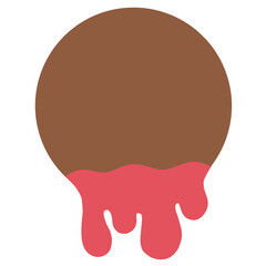 Elemental spherical fragments with melted water droplets, bright circular geometric fragments, melted chocolate.