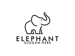Obraz premium Elephant Cute with line art style logo design template