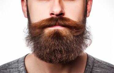 close up of a man with a well groomed beard. Generative ai