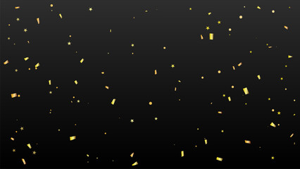 Golden Tiny Confetti Star Falling On Black Background. Vector