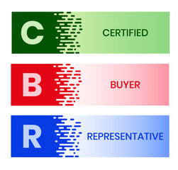 CBR, Certified Buyer Representative. Concept with keyword and icons. Flat vector illustration. Isolated on white.