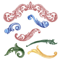 Multicolored vintage borders on white background