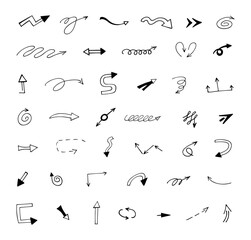 Vector set of hand drawn arrows, elements for presentation