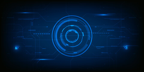 Vector illustration of abstract futuristic blue digital high technology with circle hud and digital circuit element pattern for game and advertising artwork.Future tech design concepts.