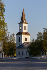 Fototapeta premium Soresel, Sweden The church on the main street in Sorsele designed by Ludvig Hedin in 1860