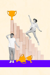Collage illustration competition olympic champion girl first place improve her champion vs last...