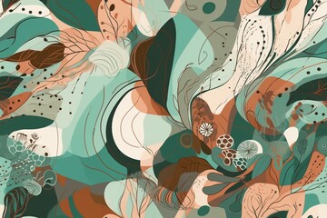 Nature Inspired Abstract Artwork with Organic Shapes and Soothing Colors Created with Generative AI