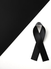 card with black mourning ribbon and black space to add text 