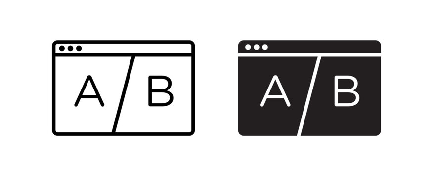 AB test icon set. split in A and B vector
