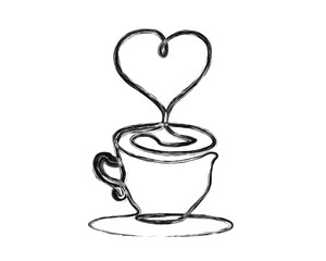 Unique line drawing of a cup coffee - food and beverage concept. A cup of coffee doodle line art vector illustration.  