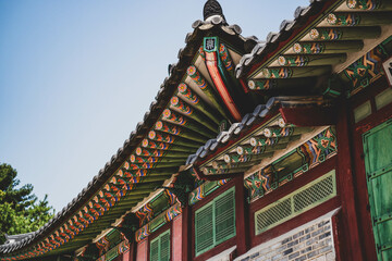 Fototapeta na wymiar Seoul, Korean traditional architecture, sky, asian roof