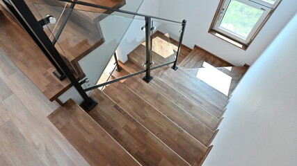 Staircase with the most natural wood color