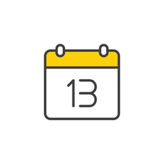 13 Date icon design with white background stock illustration