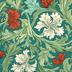 Pattern with beautiful flowers in neutral pastel colors, generative ai