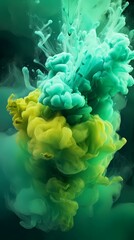 Abstract Background of colorful pastel ink smoke cloud in water AI Generative Image