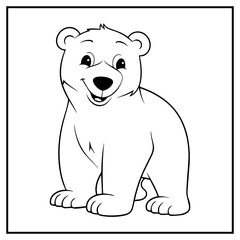 Cute polar bear Coloring Book Page Cartoon Ilustration