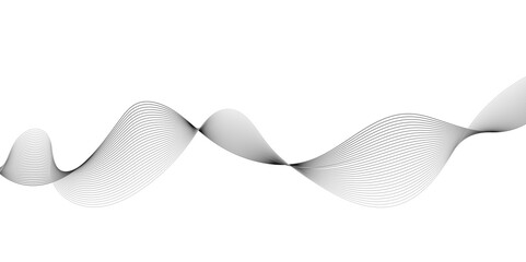 Abstract grey smooth element wavy modern curve lines on transparent background. Digital frequency track equalizer. Abstract frequency sound wave lines, twisted curve lines and technology background.