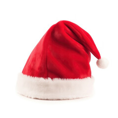 Santa Claus Red Hat Isolated. Illustration AI Generative.