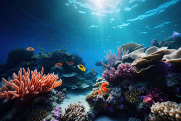 Fototapeta na wymiar Coral reef landscape Illustration AI Generative.