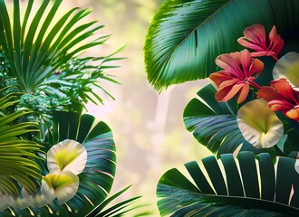 Naklejka premium Tropical background with exotic nature